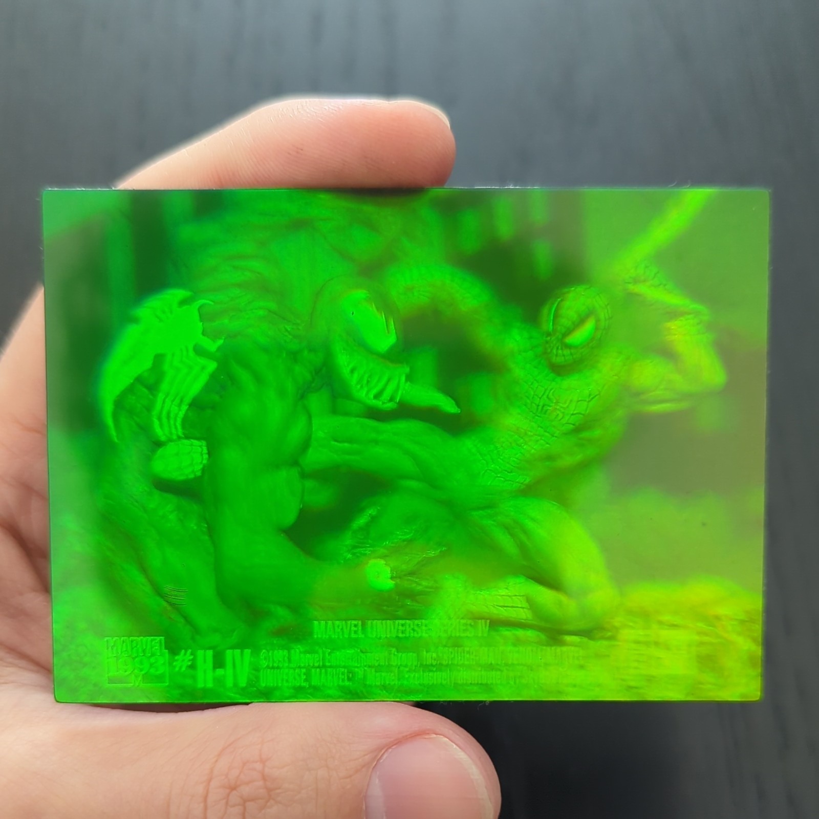1993 Skybox Marvel Spider-Man Vs Venom Green 3-D Hologram Card Excellent