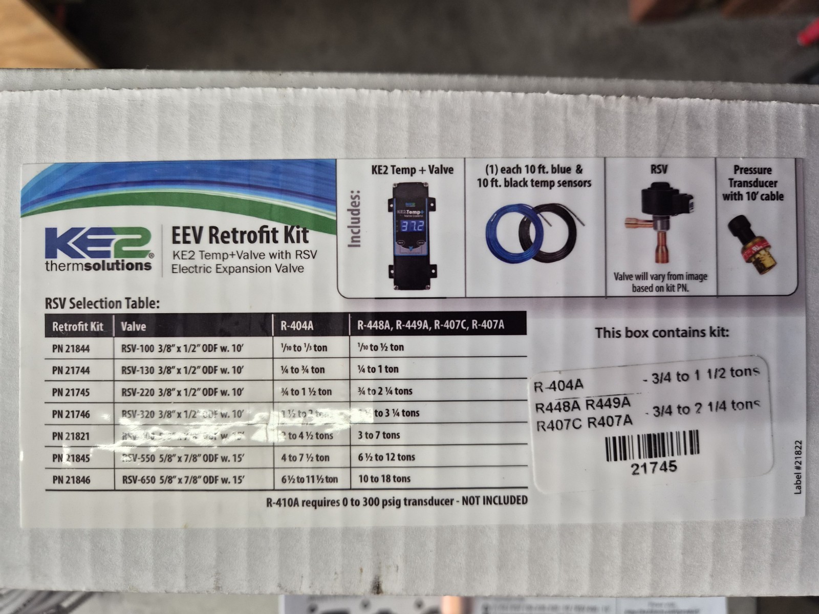 KE2 thermsolutions KE2Temp+ EEV Retrofit Kit for RSV-220 Electric Valve 21745