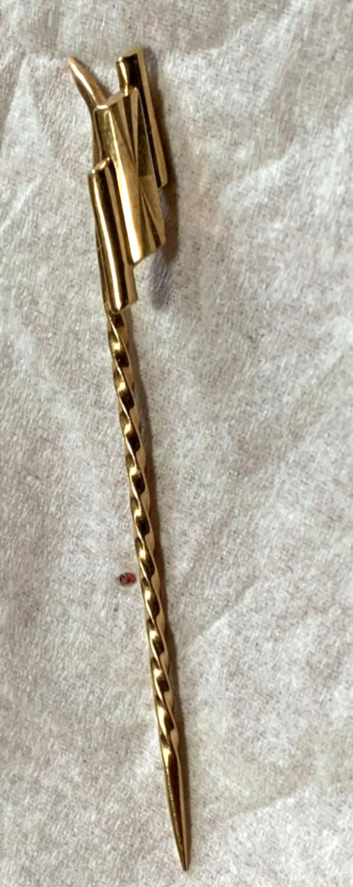 Vintage 14k (583) Rose Gold  diamont cut Tie  Pin-1.9gr NEW old stoke.