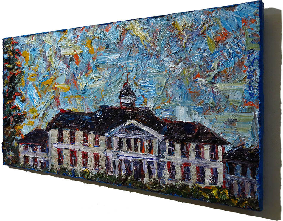 ORIGINAL OIL█PAINTING IMPRESSIONIST ARt SIGNED CITY BUILDINGS NYC█POP A 36 x 18\