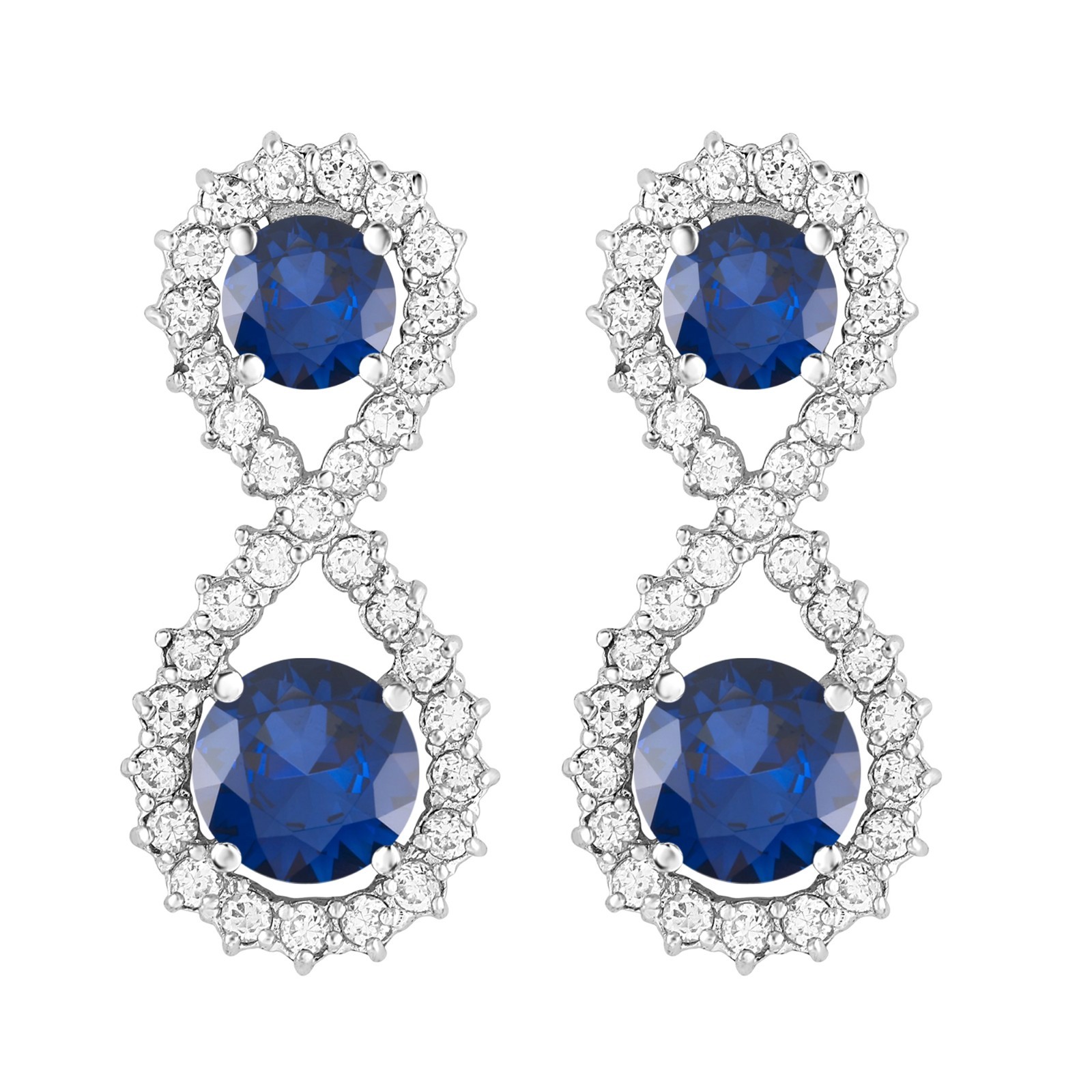4 Ct Lab Created Sapphire & Natural Topaz Push Back Earrings 14k Gold Plated 925