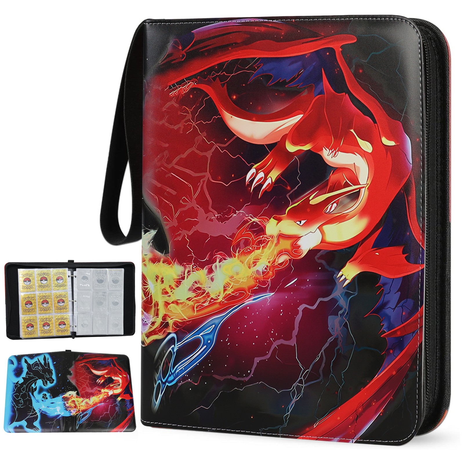 900 Cards Pocket Binder 9 Pocket Game Sport Trading Cards Album Folder Charizard
