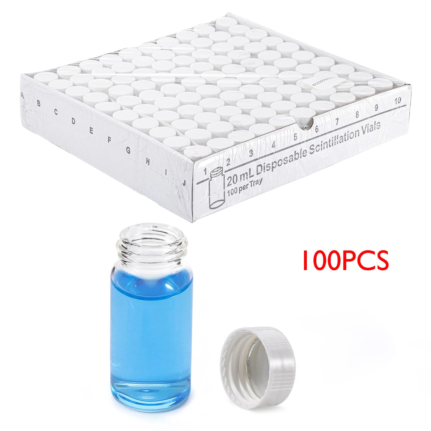 20ml Scintillation Vials Transparent Borosilicate Glass Counting Vial 100/500Pcs