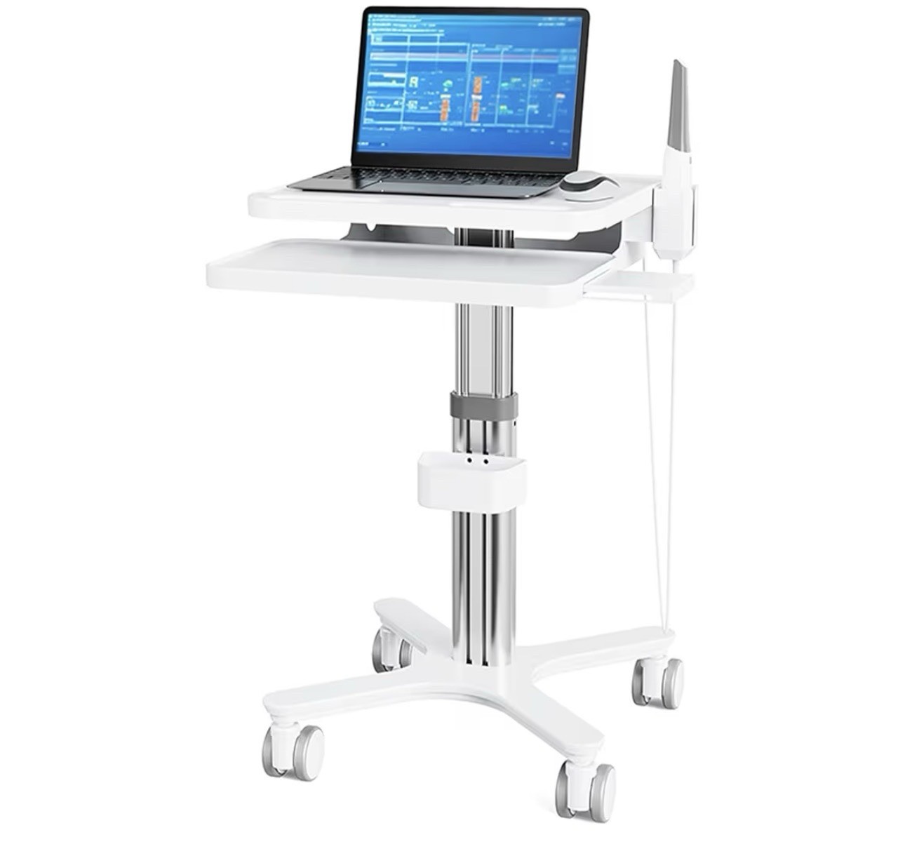 Dental Scanner Cart with Oral Scanner Holder, Height Adjustable MTO-3
