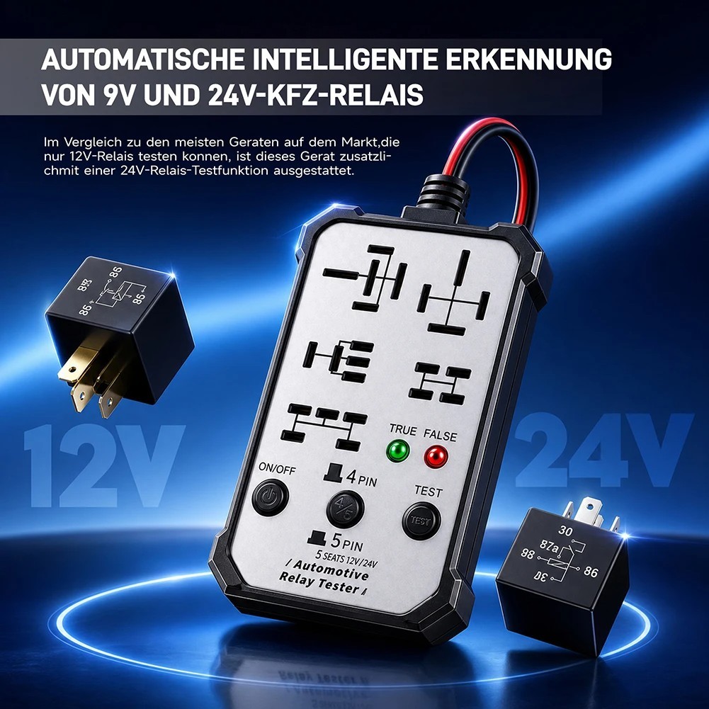 Universal 12V/24V Automotive Relays Tester Relays Diagnostics Tester Tool