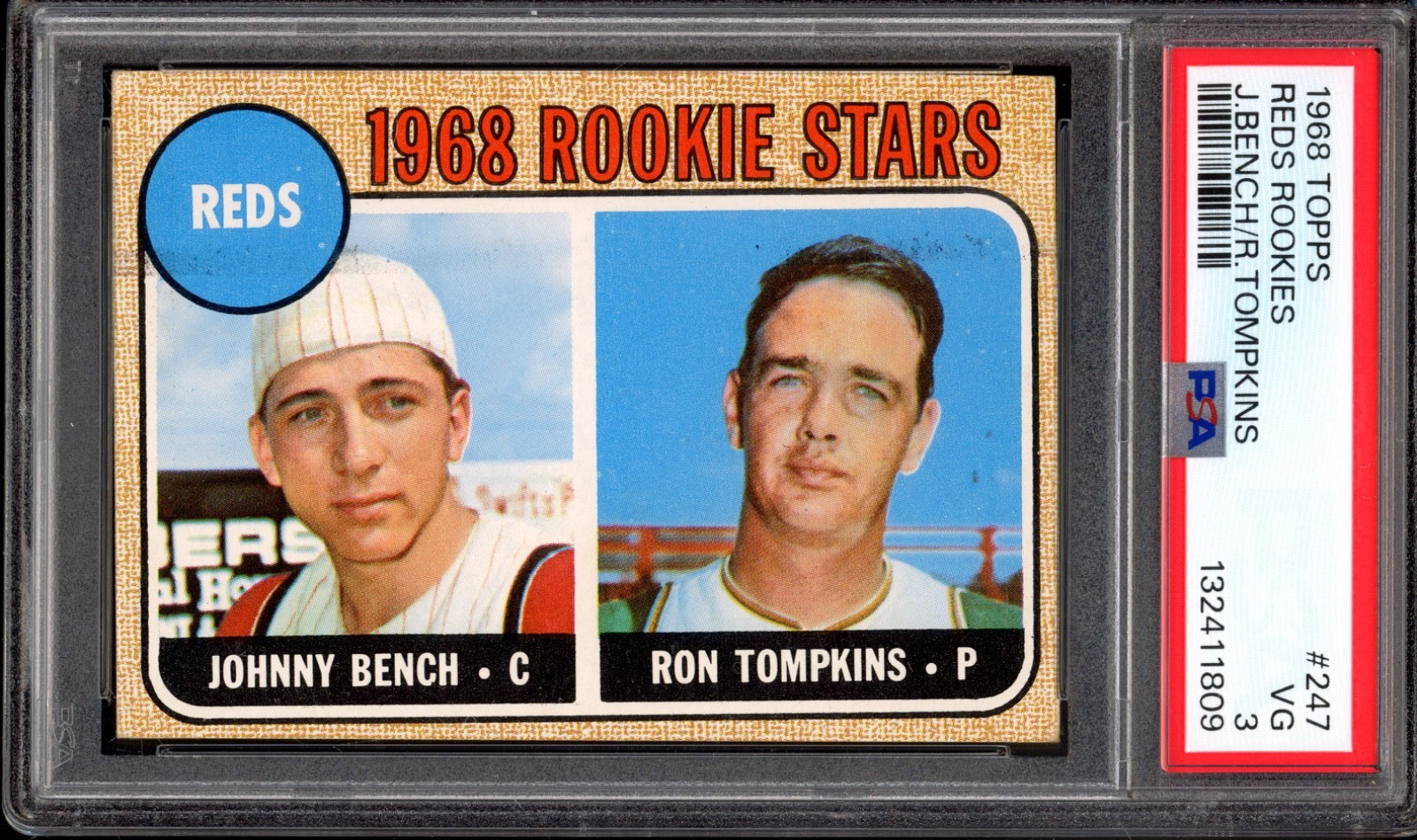 1968 Topps #247 Johnny Bench Rookie PSA 3 Vintage HOF RC Baseball Card (1809) 1968 Topps #247 Johnny Bench Rookie PSA 3 Vintage HOF RC Baseball Card (1809)
