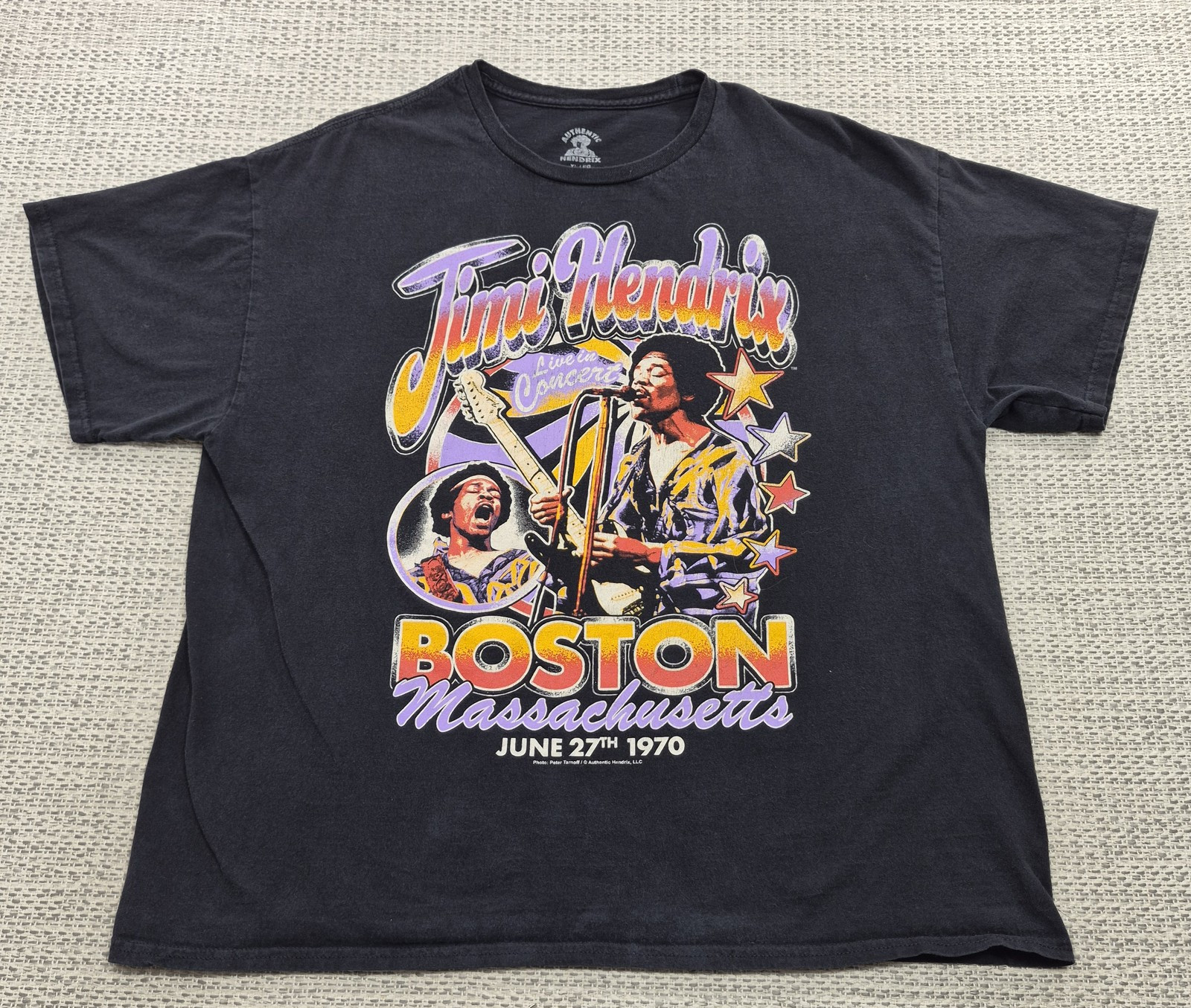 Authentic Hendrix Jimi Hendrix Shirt Mens XL Black Boston 1970 Concert Tee