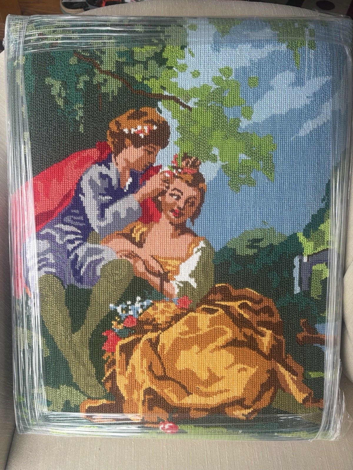 Romeo and Juliet Handmade Needlepoint Tapestry