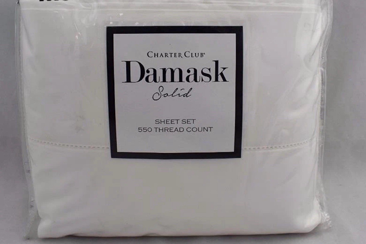 Charter Club Damask Solid 550 Thread Count QUEEN EXTRA DEEP Sheet Set White