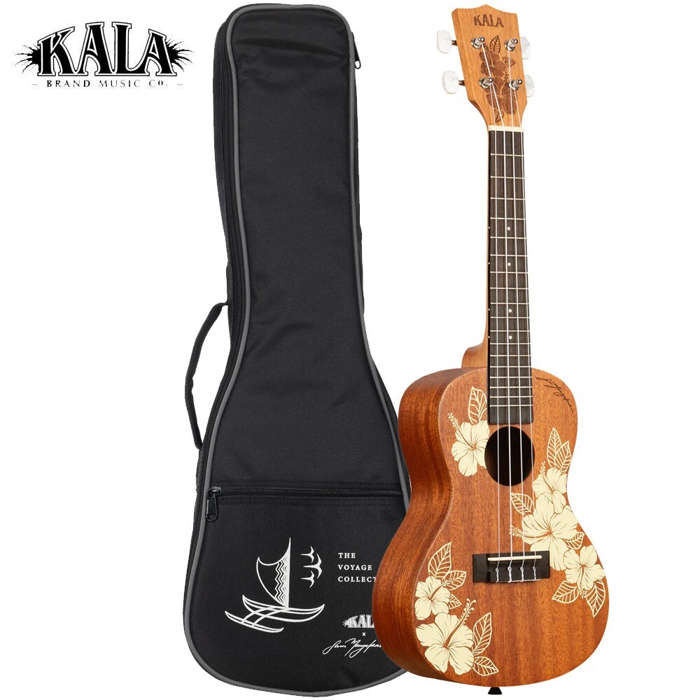 Kala Voyage Collection Hibiscus Mahogany Concert Ukulele KA-HIBISCUS-C With Bag