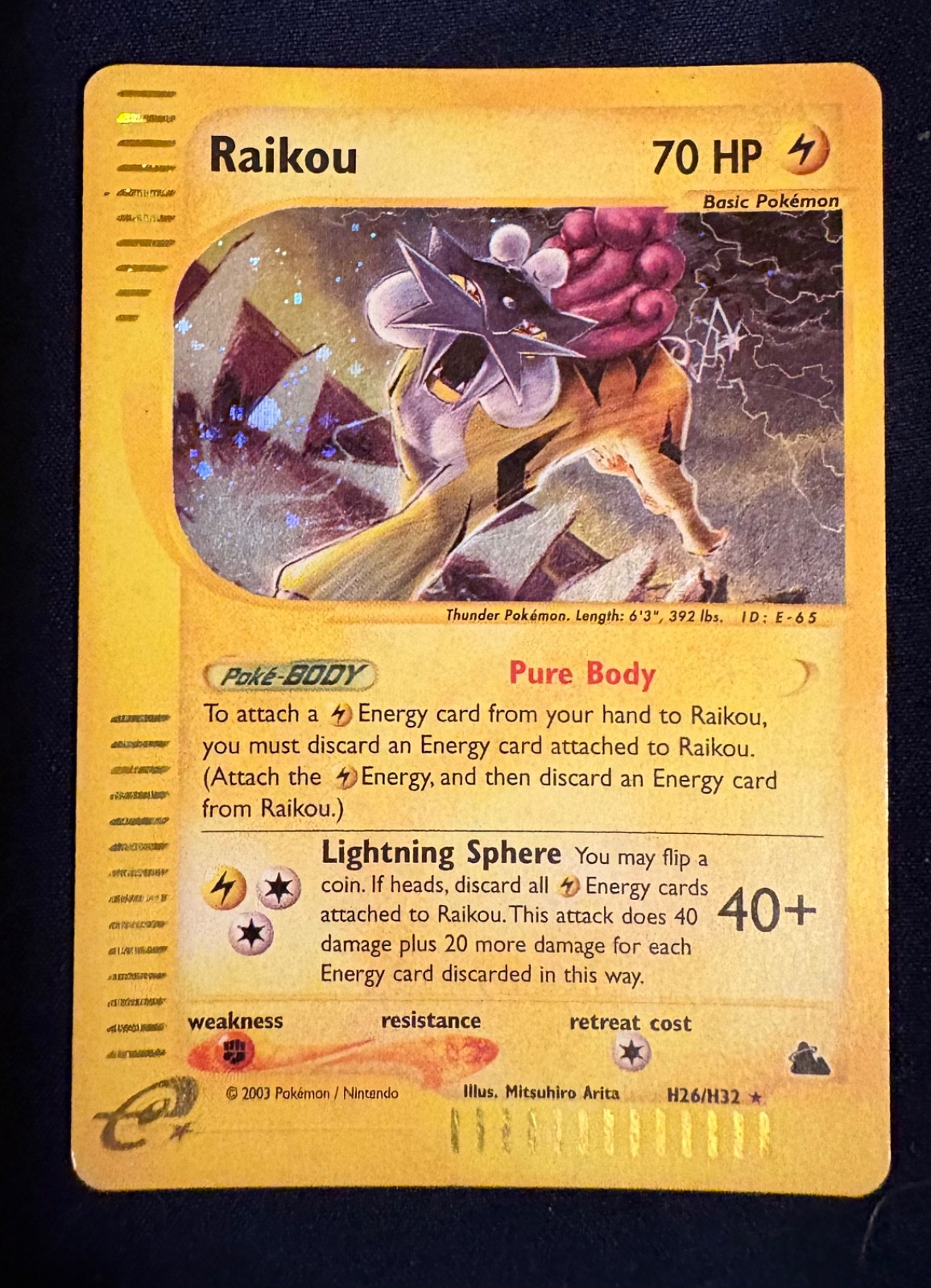 Vintage 2003 Raikou H26/H32 Skyridge Holo (damaged)