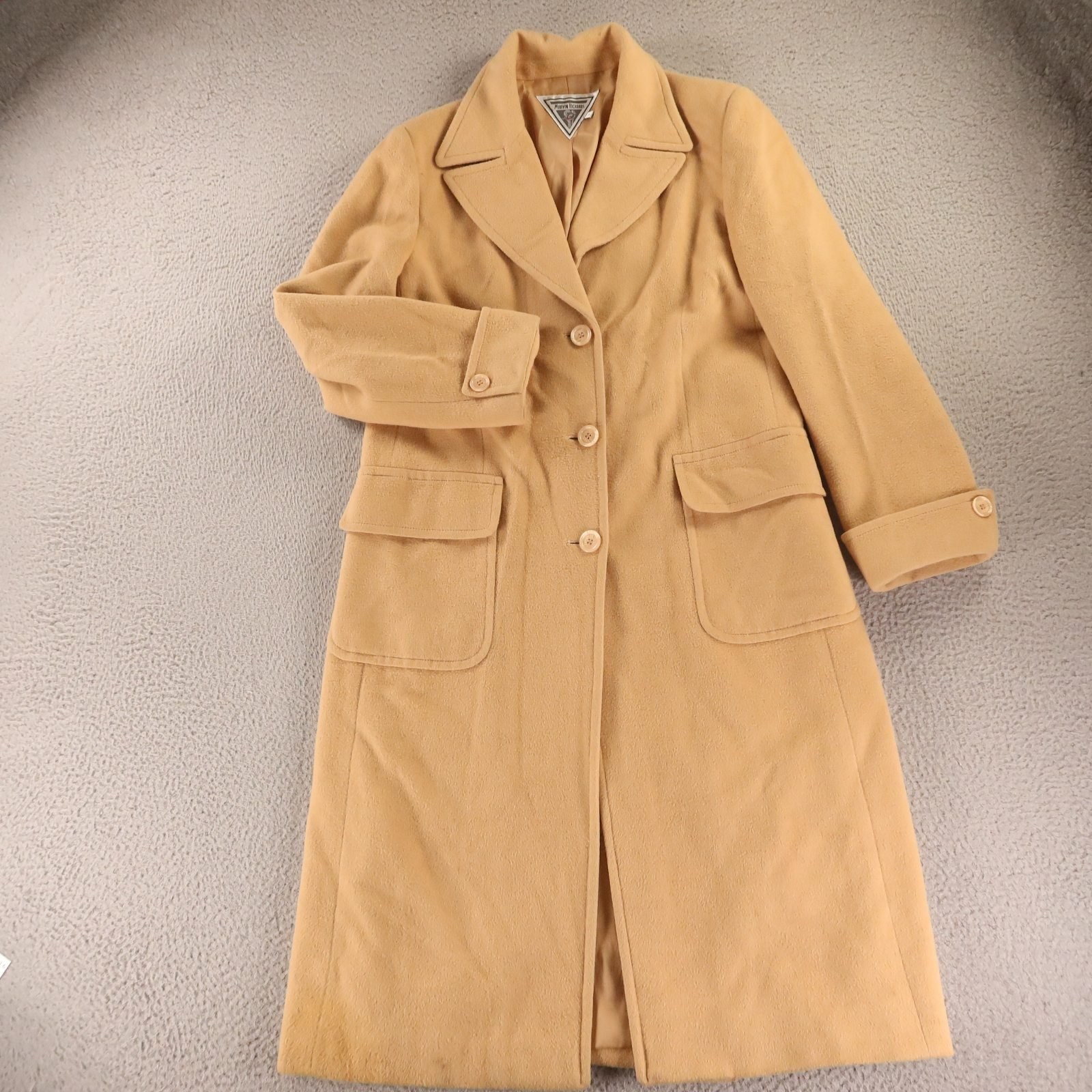 VTG Marvin Richards Coat Womens 12 Beige 100% Camelhair Flannel Jacket Overcoat VTG Marvin Richards Coat Womens 12 Beige 100% Camelhair Flannel Jacket Overcoat