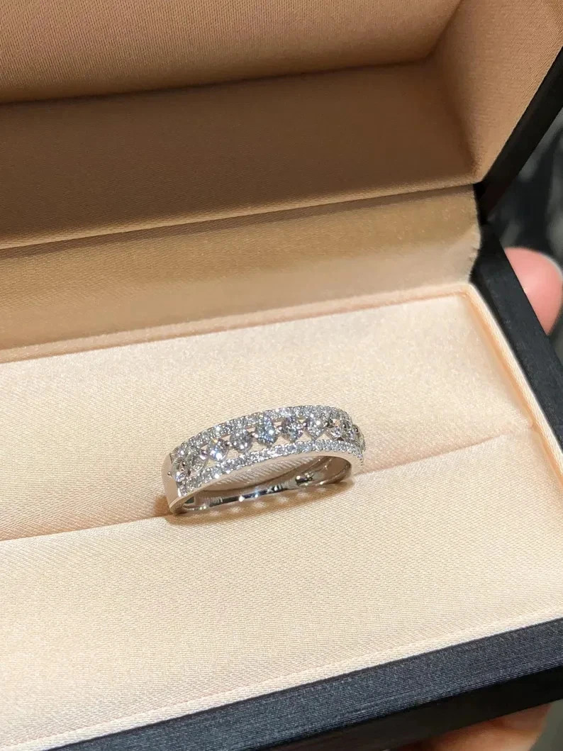 4 Ct Round Cut Natural Diamond Half Eternity Wedding Band 950 Platinum 6 7 8 9
