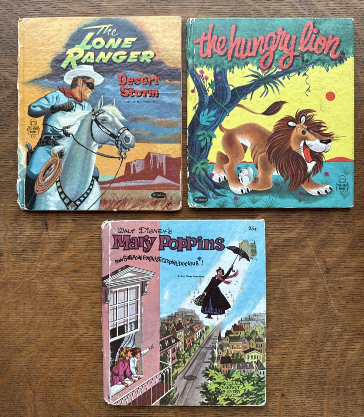 Vintage Whitman Lot 3 Childrens Books Mary Poppins Lone Ranger The Hungry Lion