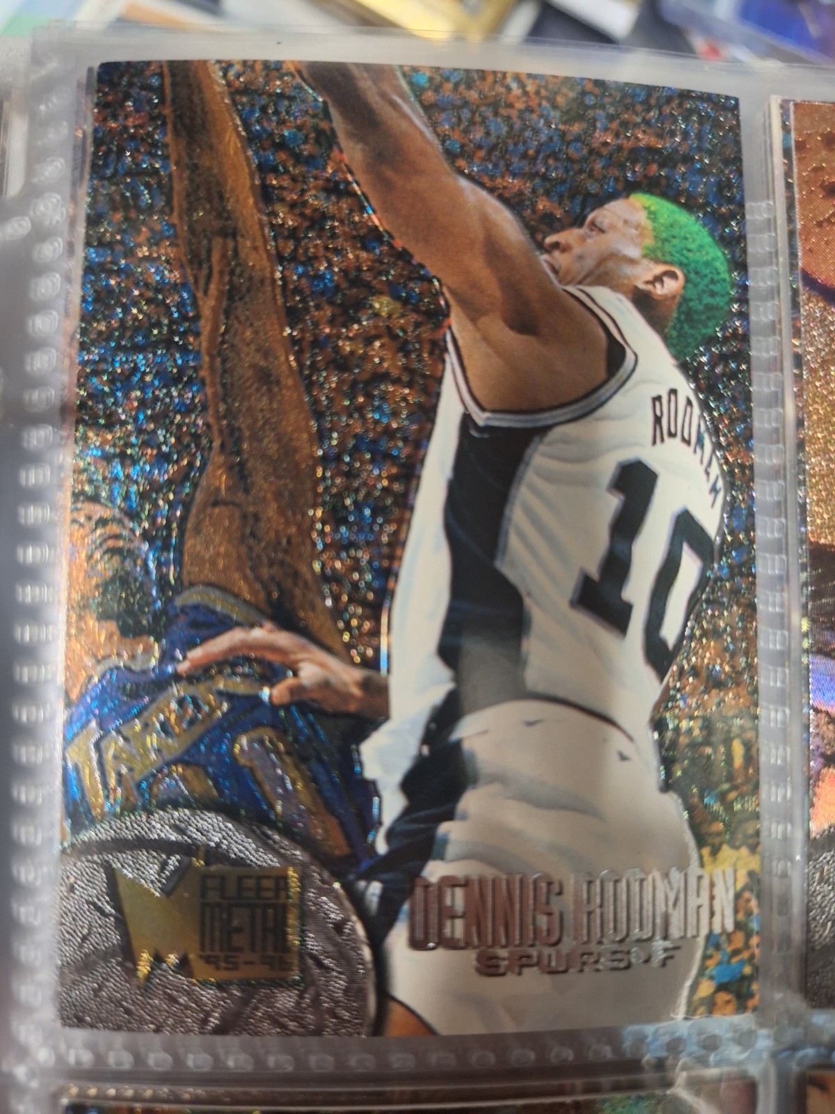 1995-96 Fleer Metal - Dennis Rodman #100 Spurs Basketball Card 1995-96 Fleer Metal - Dennis Rodman #100 Spurs Basketball Card