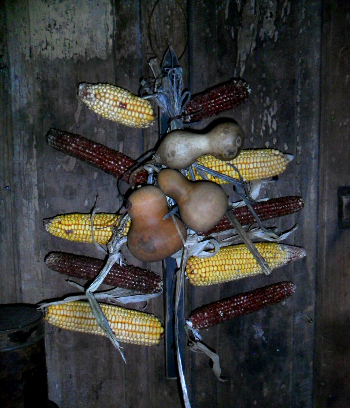 Primitive Corn Cob Drying Rack - Rustic Old Wood with 10 Dried Cobs & Gourd Primitive Corn Cob Drying Rack - Rustic Old Wood with 10 Dried Cobs & Gourd