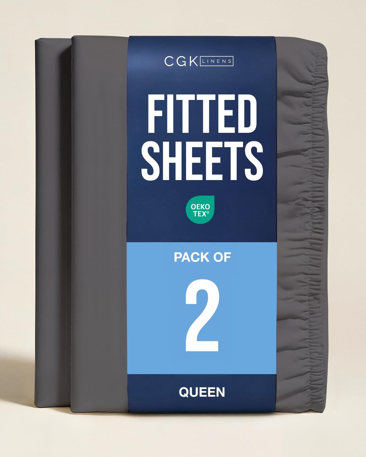Queen Fitted Sheet - Pack of 2 Single Fitted Bottom Sheet Only - Dark Grey Queen Fitted Sheet - Pack of 2 Single Fitted Bottom Sheet Only - Dark Grey