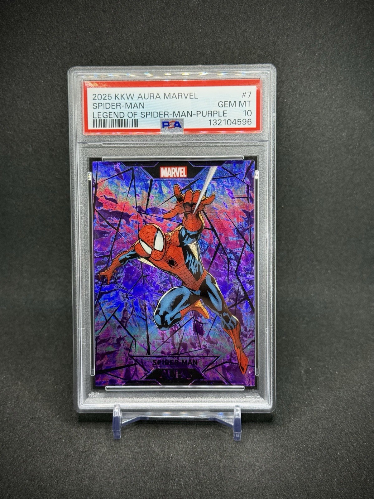 Spider-man 2025 Kakawow Aura Marvel Purple Refractor /45 SSP PSA 10 Spider-man 2025 Kakawow Aura Marvel Purple Refractor /45 SSP PSA 10