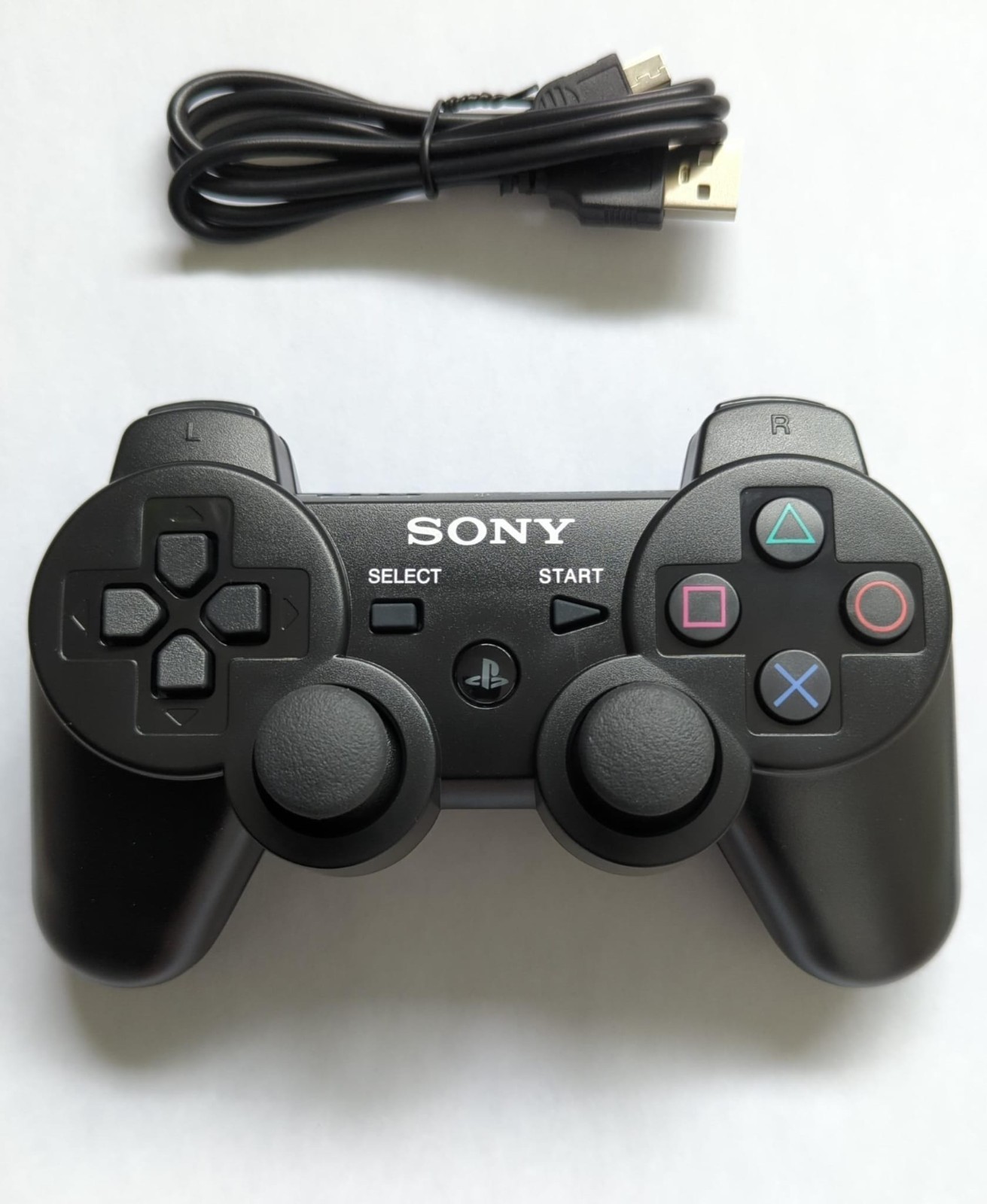 Sony PS3 DualShock 3 Wireless Controller Non-OEM Black CECHZC2U A1 W/ USB Cable