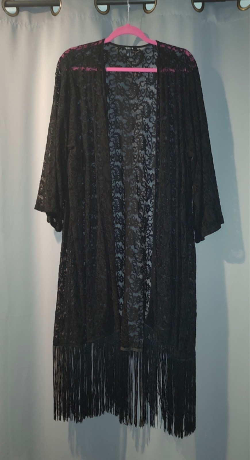 Torrid Women’s Plus Size 3X  Lace Duster Cardigan Kimono With Fringe