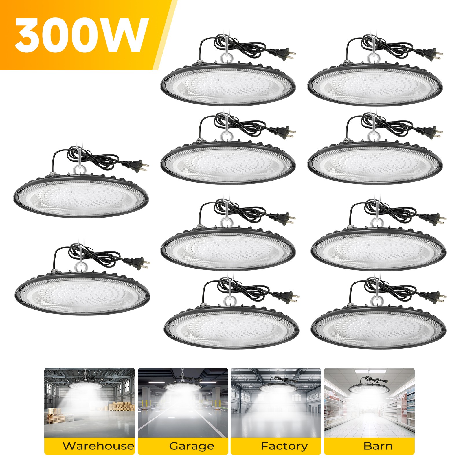 10 Pack 300W UFO Led High Bay Light Commercial Industrial Factory Led Shop Light 10 Pack 300W UFO Led High Bay Light Commercial Industrial Factory Led Shop Light