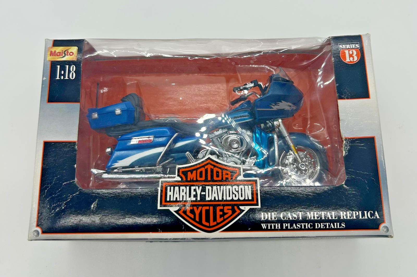 🔥MAITO 1:18 HARLEY DAVIDSON FLTREI SCREAMING EAGLE ROAD GLIDE BLUE DIECAST BIKE