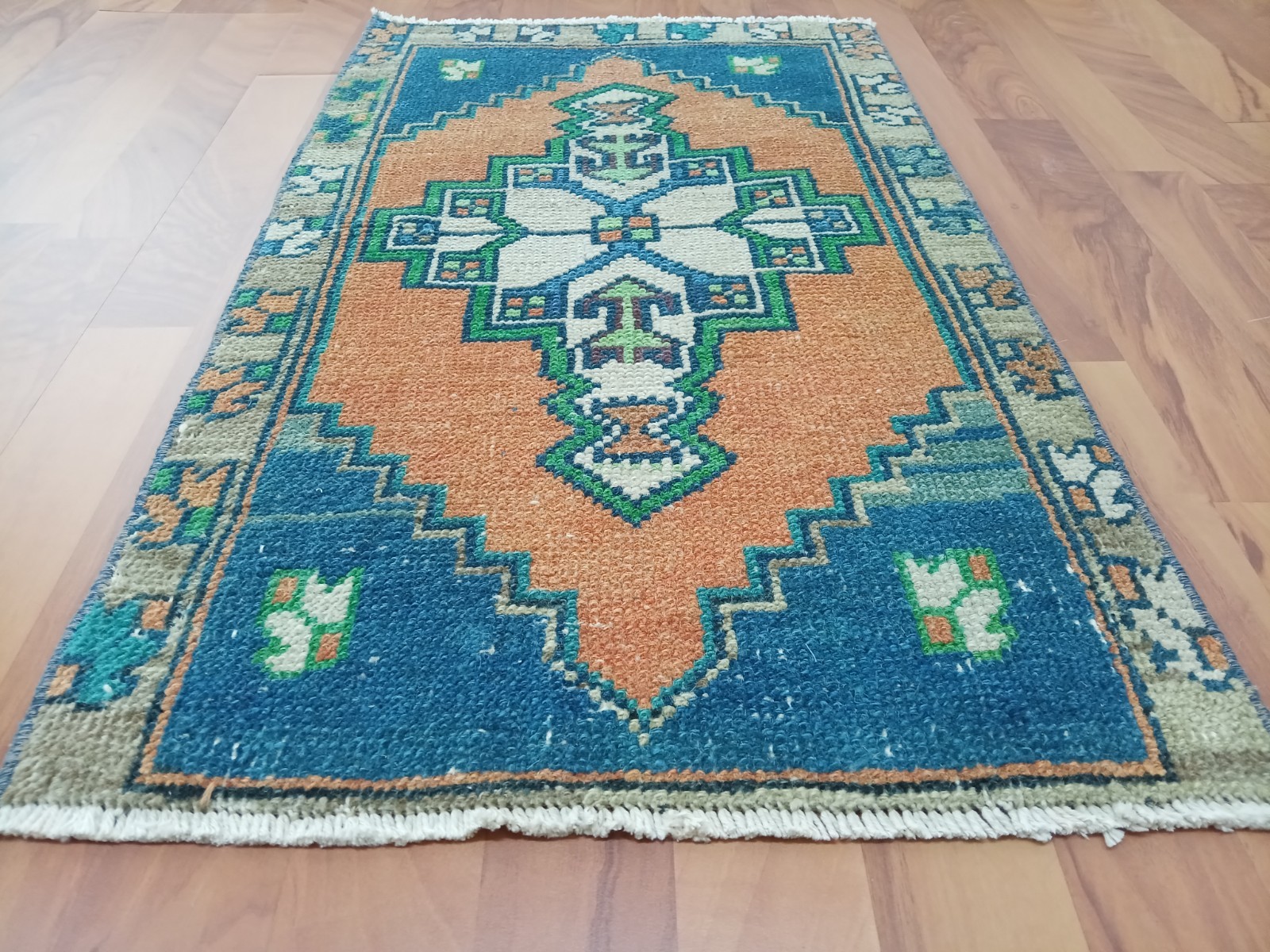 Antique Blue Rug Handmade Turkish Oushak Rug Natural Bath Rug 2x3 Decor Rug Antique Blue Rug Handmade Turkish Oushak Rug Natural Bath Rug 2x3 Decor Rug
