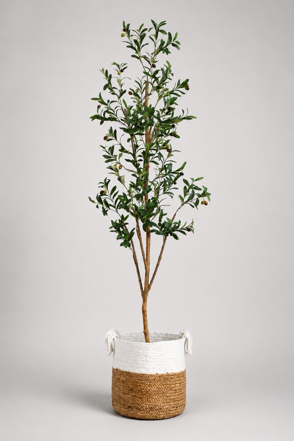 7’ Artificial Olive Minimalist Lifelike Tree with Natural Trunk Home Decor
