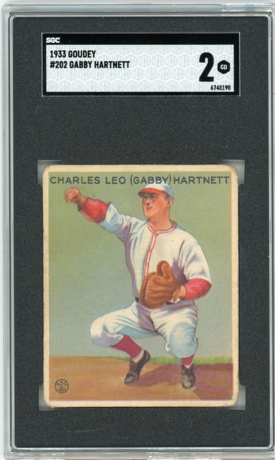 1933 GOUDEY #202 GABBY HARTNETT SGC 2.5 CHICAGO CUBS