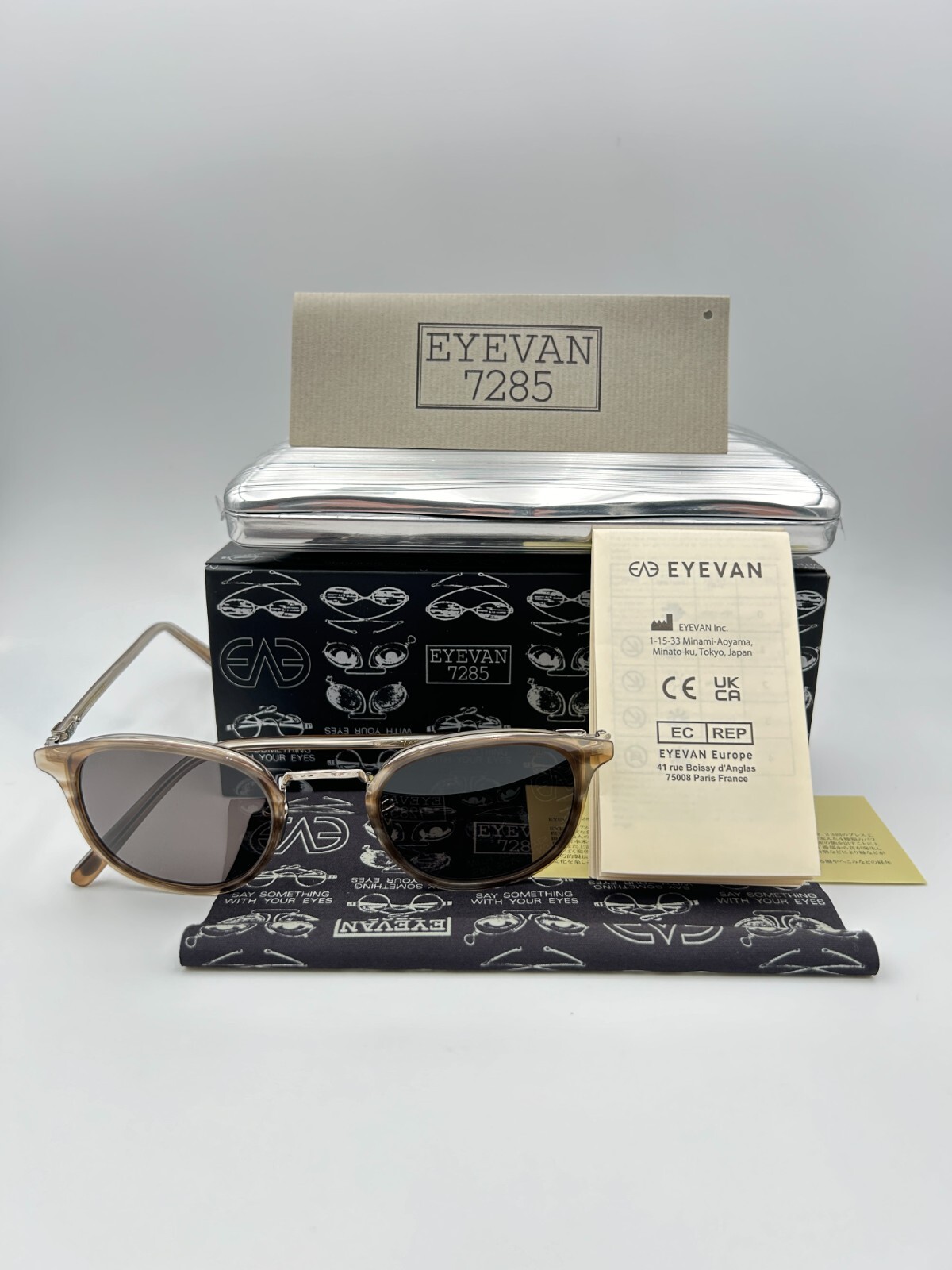 Eyevan 7285 Polarized Sunglasses 743 3231 Brown Silver Titanium 48 23 145