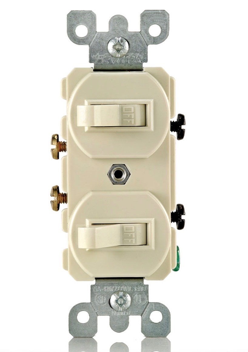 Leviton 5224-2I 15 Amp, 120/277V Duplex Style Single-Pole AC Combination Switch