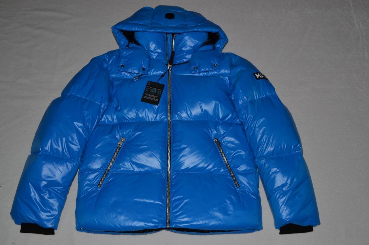 AUTHENTIC MACKAGE KENT-Z LUSTROUS  DOWN JACKET HOOD SAPPHIRE BLUE MEN BRAND NEW