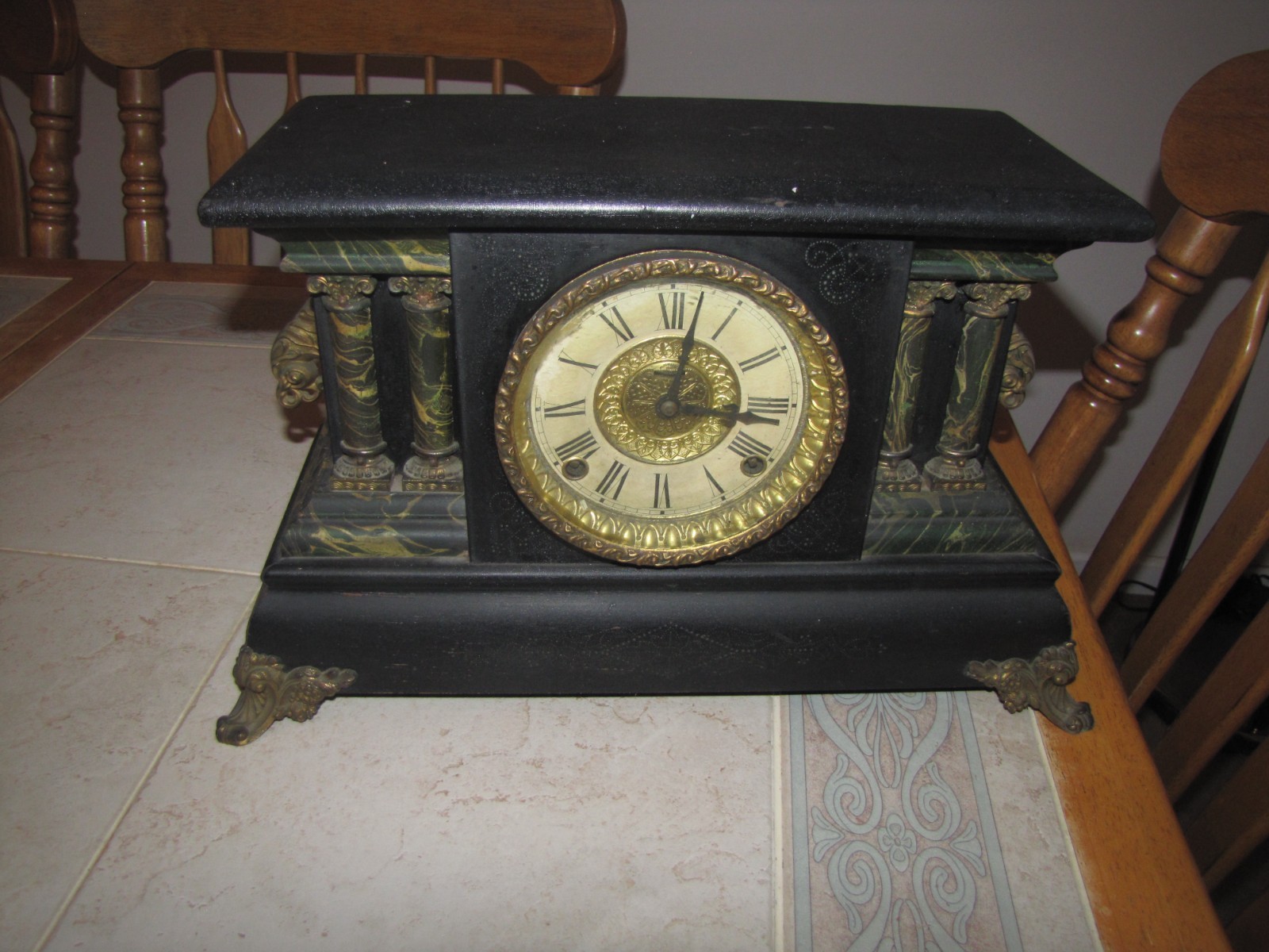 Very Clean Antique E Ingraham 4 Column Adrian Mantle Clock NOT Running Very Clean Antique E Ingraham 4 Column Adrian Mantle Clock NOT Running