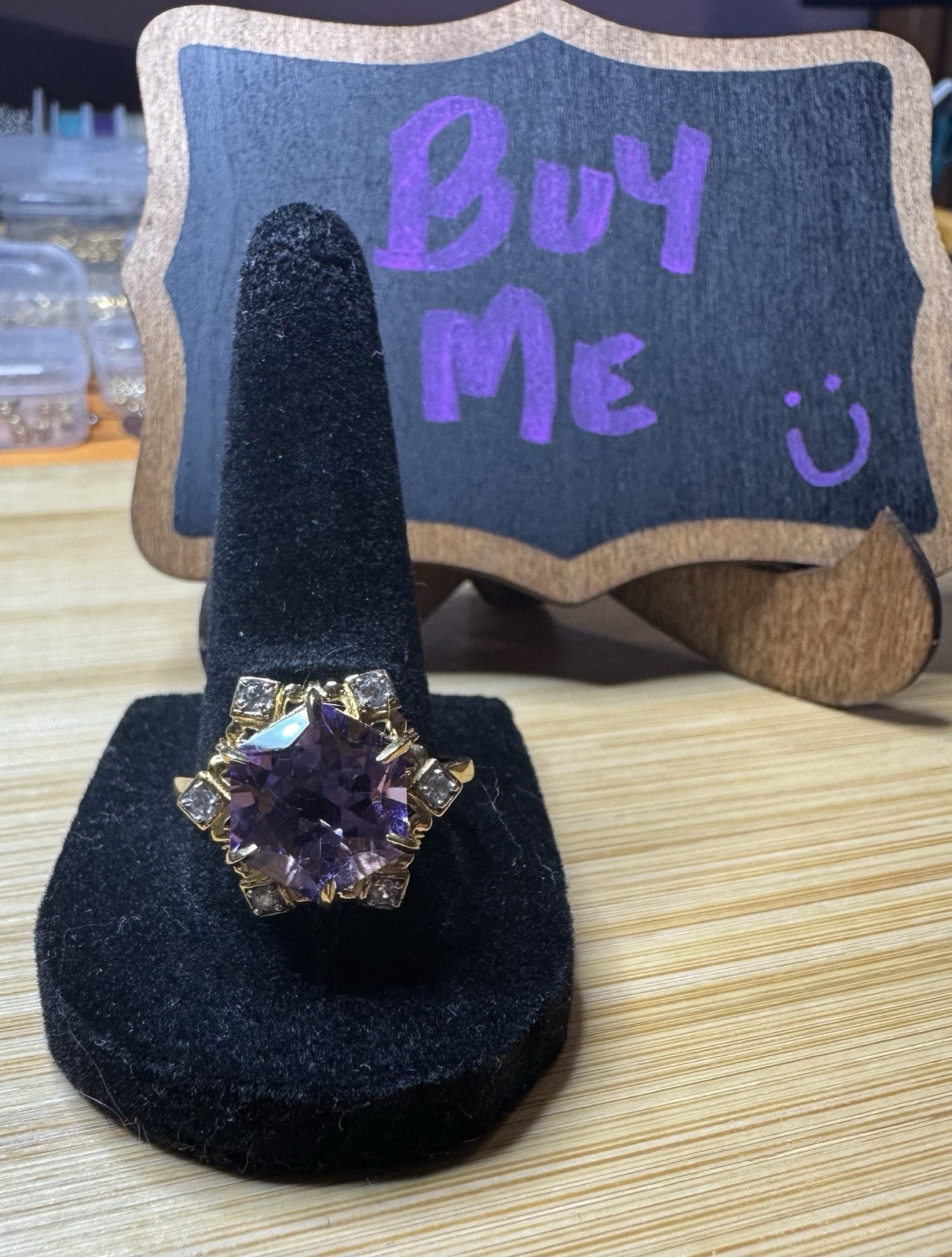 JTV Amethyst Star Cocktail Ring 18k Gold Over 925 Yellow Gold Plated Sz 10 JTV Amethyst Star Cocktail Ring 18k Gold Over 925 Yellow Gold Plated Sz 10