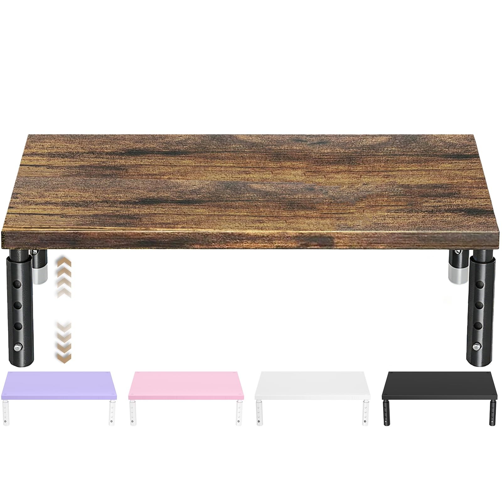 ECOLOVI Adjustable Wood Computer Monitor Stand Riser, Office 1-Tier, Brown ECOLOVI Adjustable Wood Computer Monitor Stand Riser, Office 1-Tier, Brown