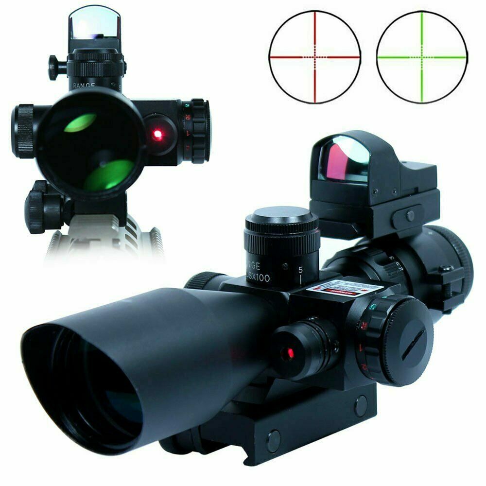2.5-10X40 Rifle Scope with Red Laser & Mini Reflex 3 MOA Red Dot Sight