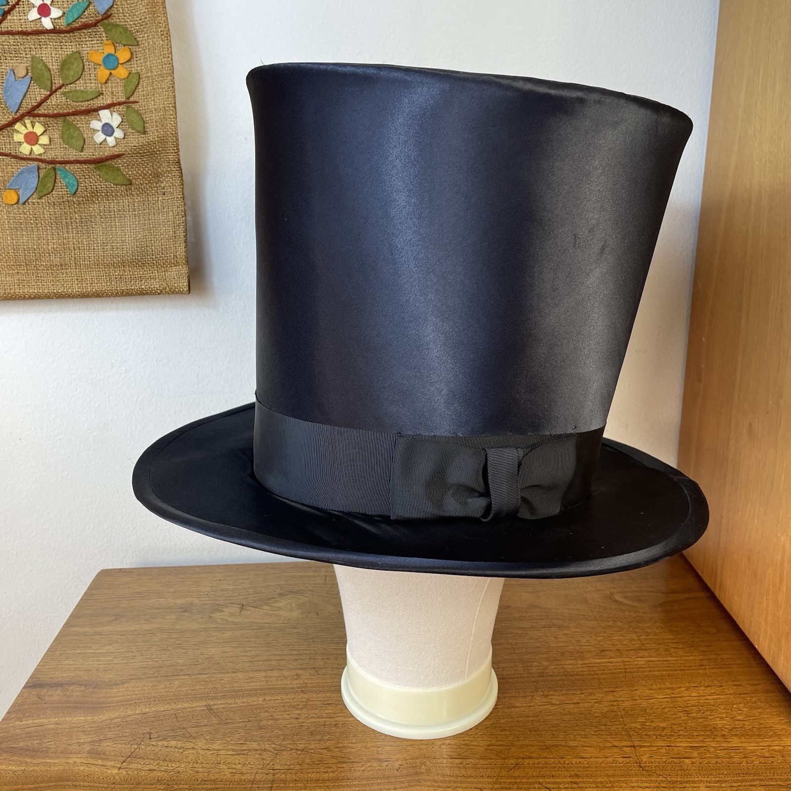Vintage Antique Huge Black Top Hat Formal Costume, Movie Prop or Store Display