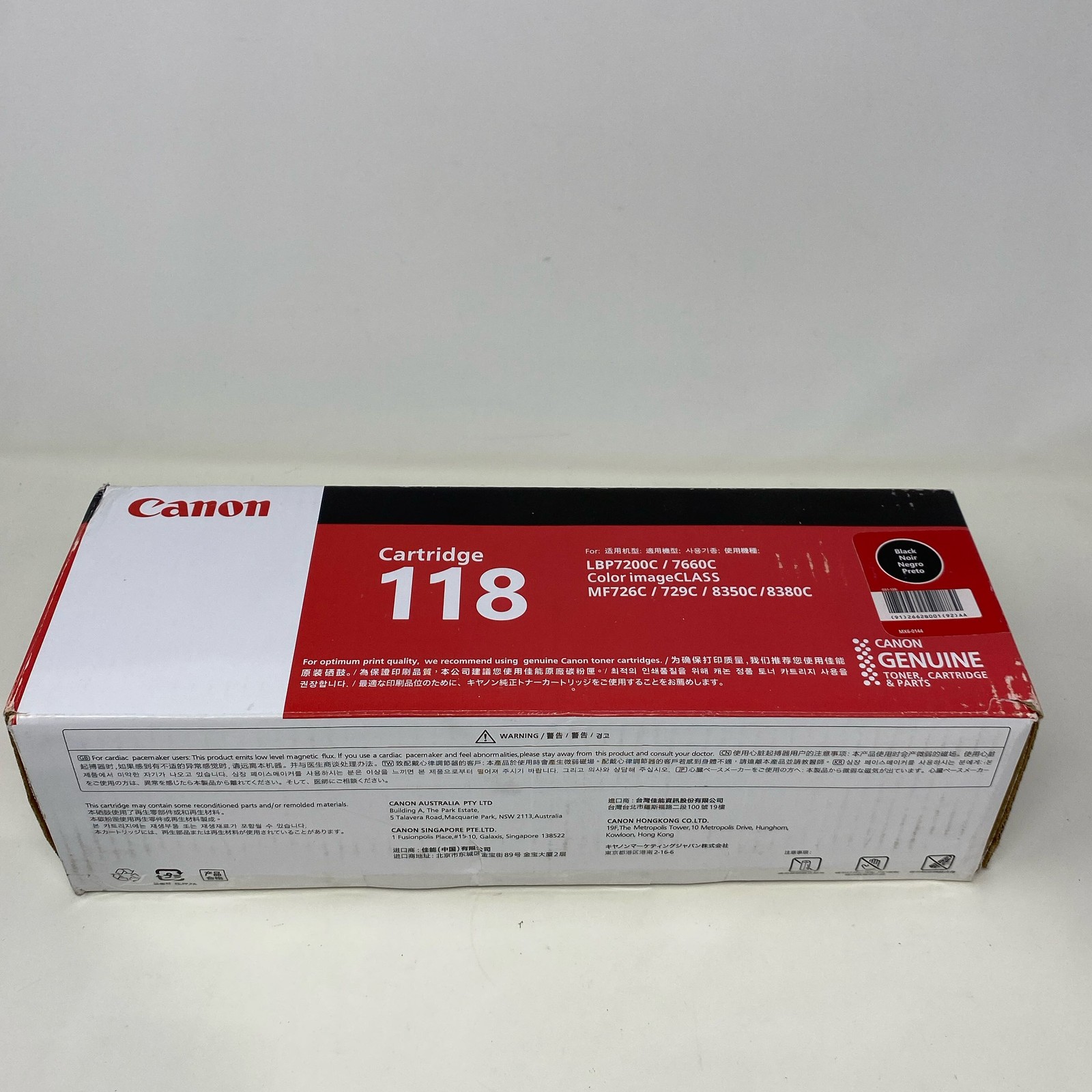 Canon Cartridge 118 Black Toner 2662B001 for imageCLASS LBP/MF