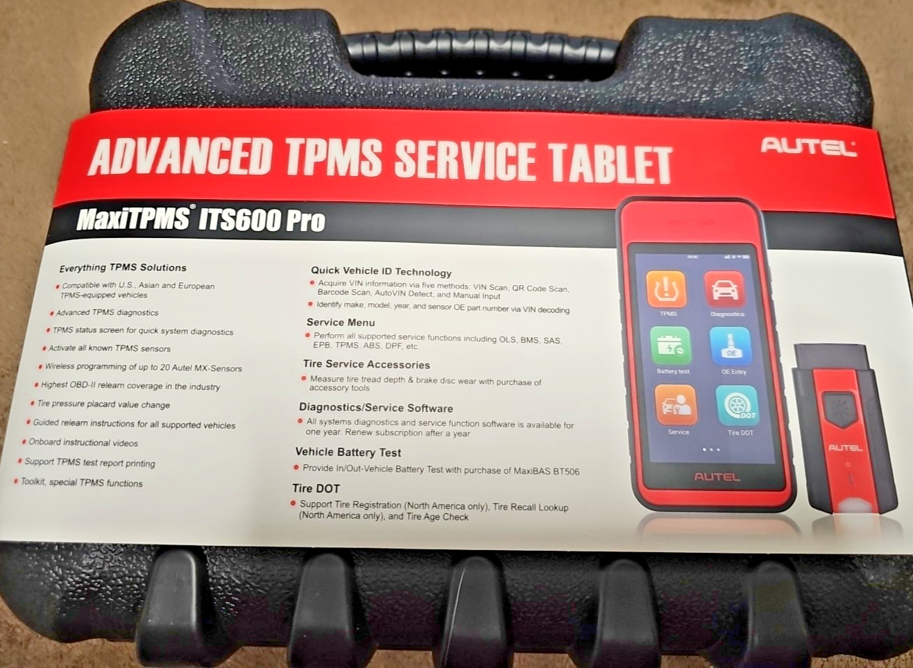 Autel MaxiTPMS ITS600Pro  TPMS tablet w/All Systems Bluetooth, Brand New W/case