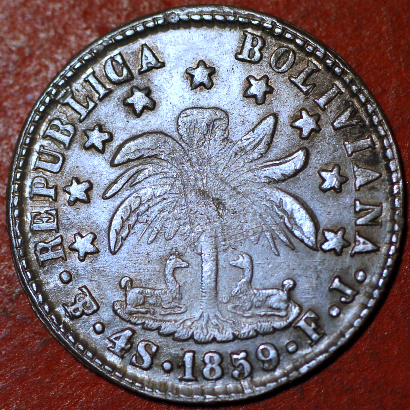 Bolivia 4 Soles 1859 KM# 123.3 Bolivia 4 Soles 1859 KM# 123.3