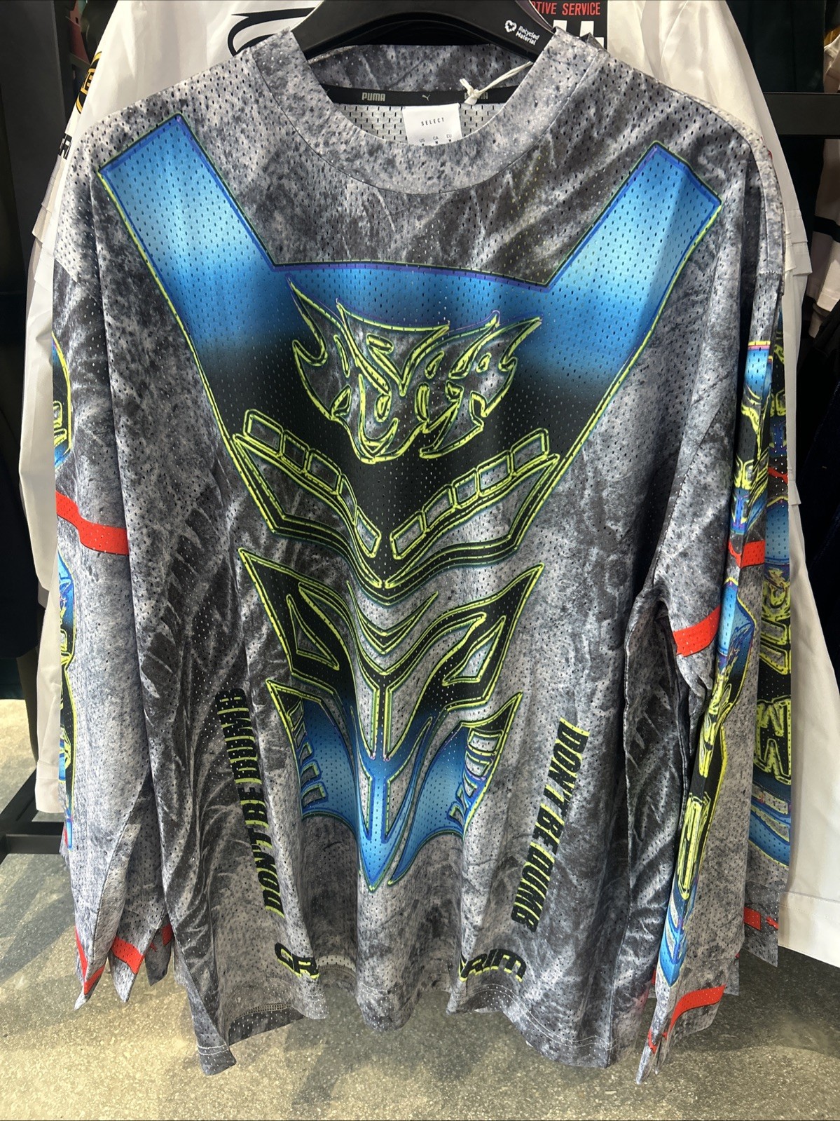PUMA x A$AP Rocky Long Sleeve Moto Jersey Gray Blue Graphic