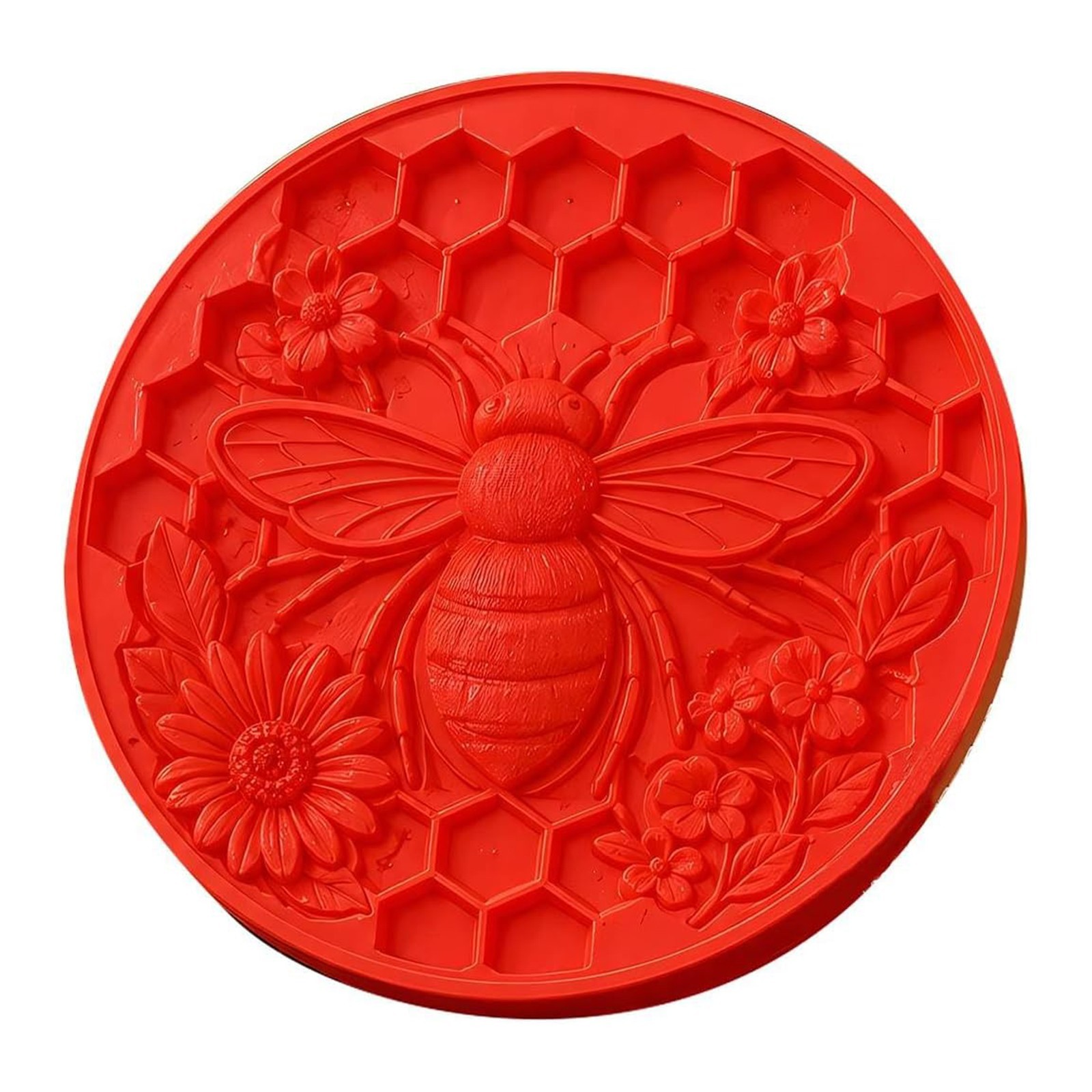 Reusable Round Stepping Stone Mold, Sunflower Bee Butterfly Garden Pattern