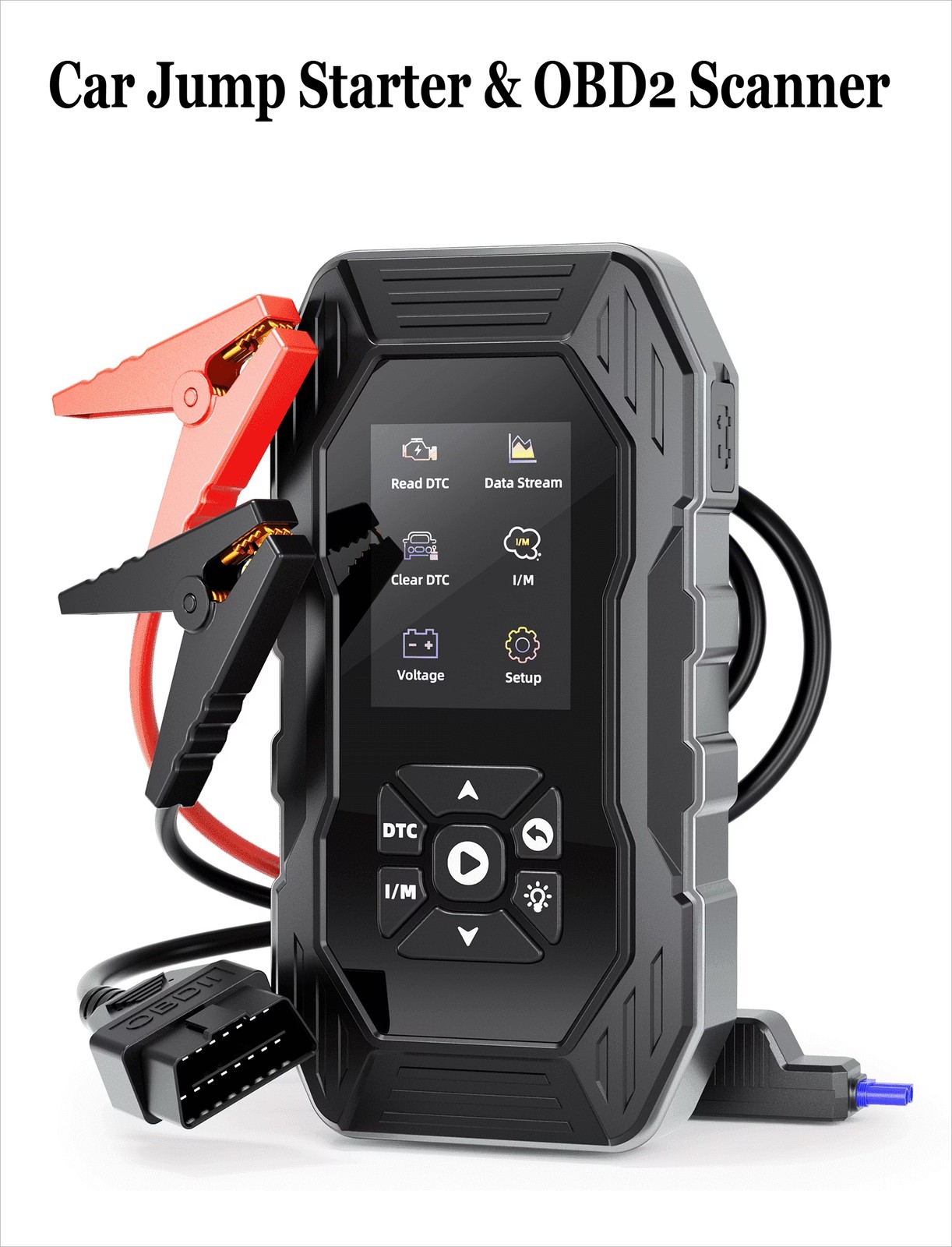 2-in-1 5000A Car Jump Starter with OBD2 Scanner, 12V Portable Battery Booster 2-in-1 5000A Car Jump Starter with OBD2 Scanner, 12V Portable Battery Booster