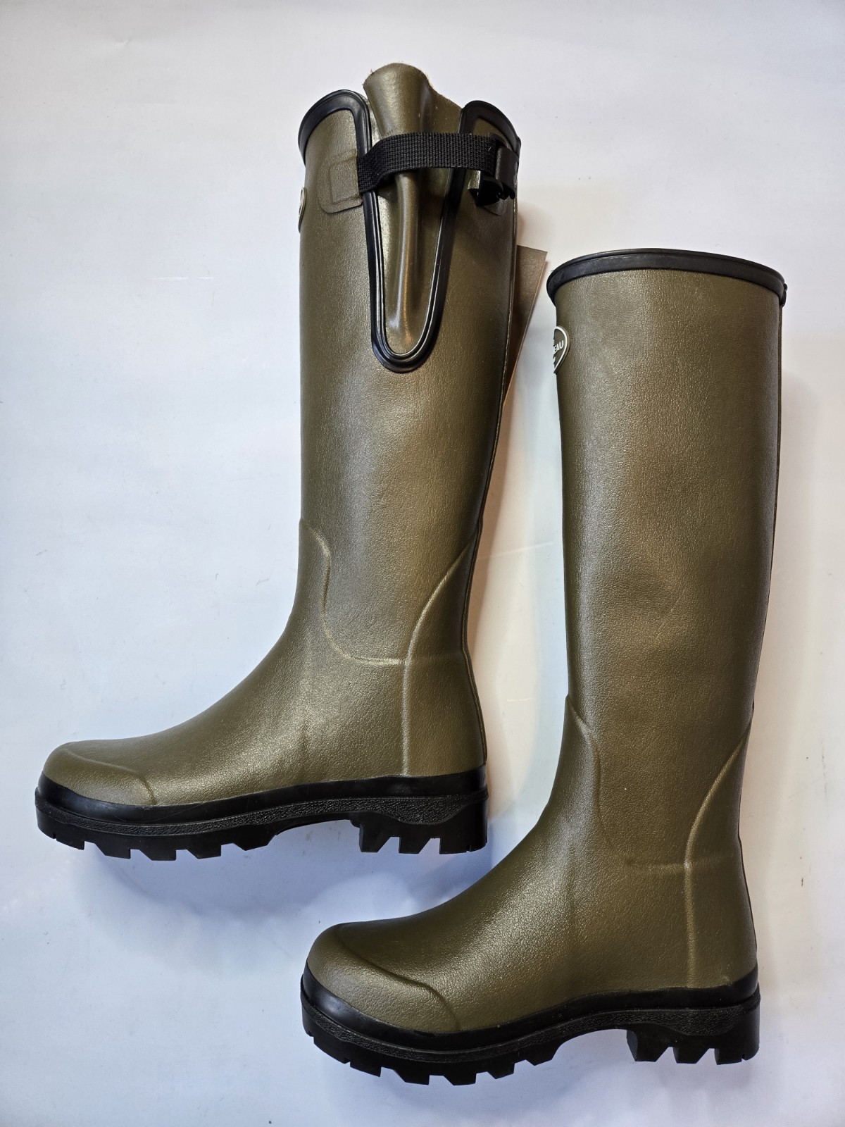 LE CHAMEAU VIERZON J FE TARTAN JERSEY LINED WOMEN\'S DARK GREEN WELLINGTON BOOTS