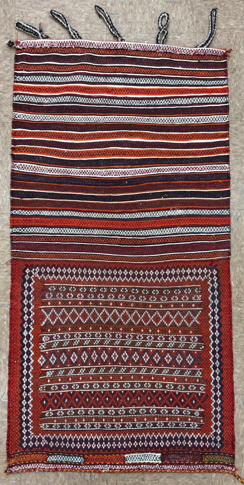Vintage Qashqai Tribal Kilim Flatweave Handwoven Wool Oriental Rug 2x5 Bagface