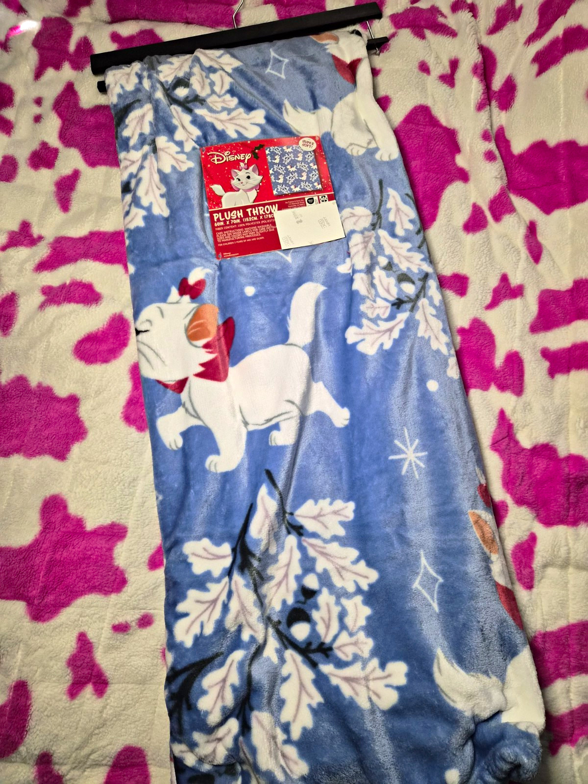Disney The Aristocats Marie Winter Snowflake Plush Throw Blanket - New
