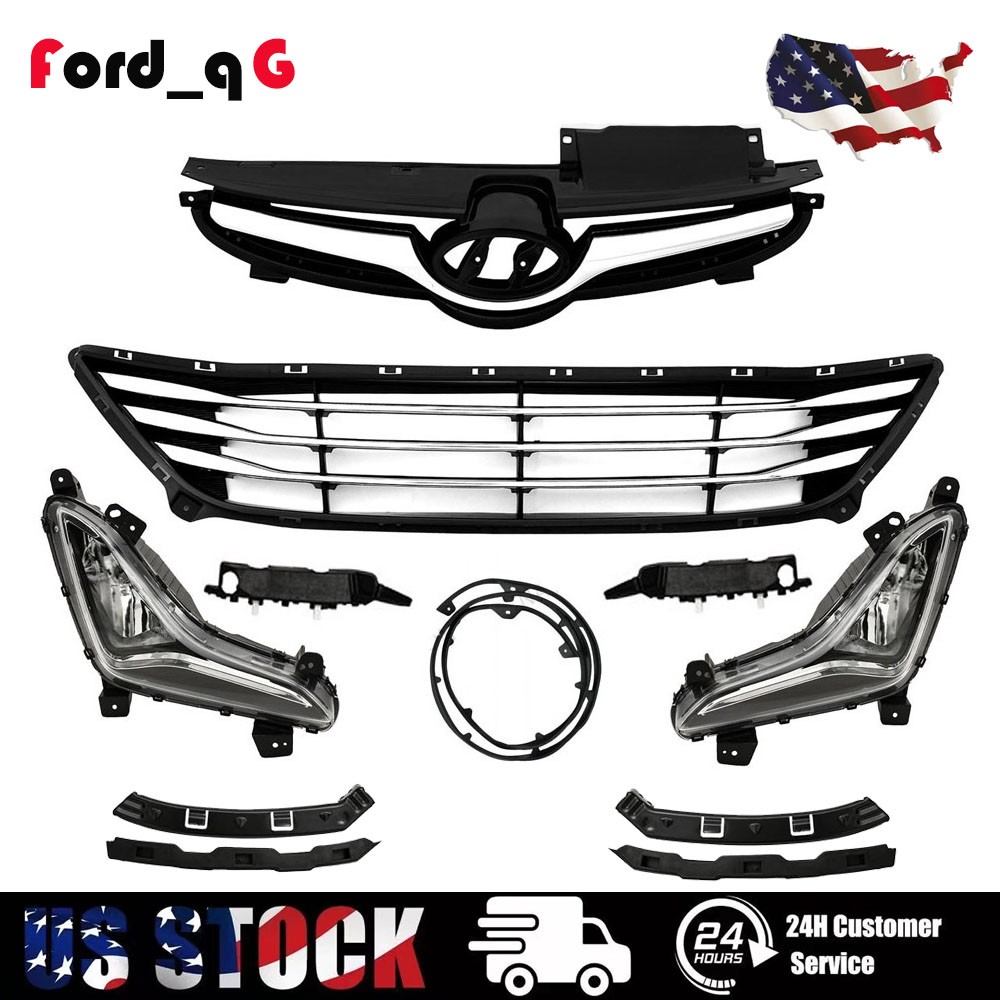 11PC For Elantra 2014-2016 Upper Lower Grill Fog lamps Bumper Retainer Brackets