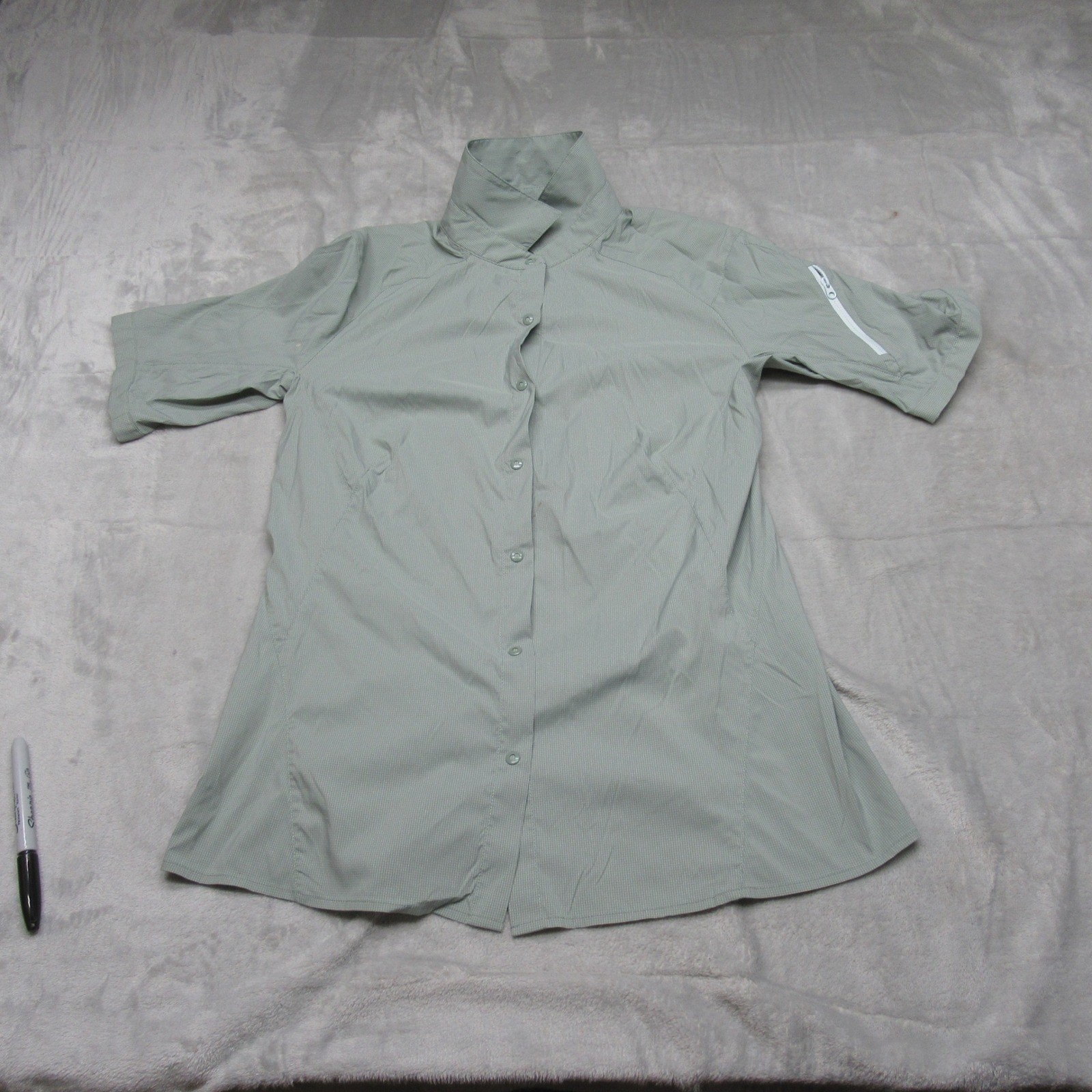 Arcteryx Fernie Shirt Women Medium Grn Short Sleeve Button Down Lightweight