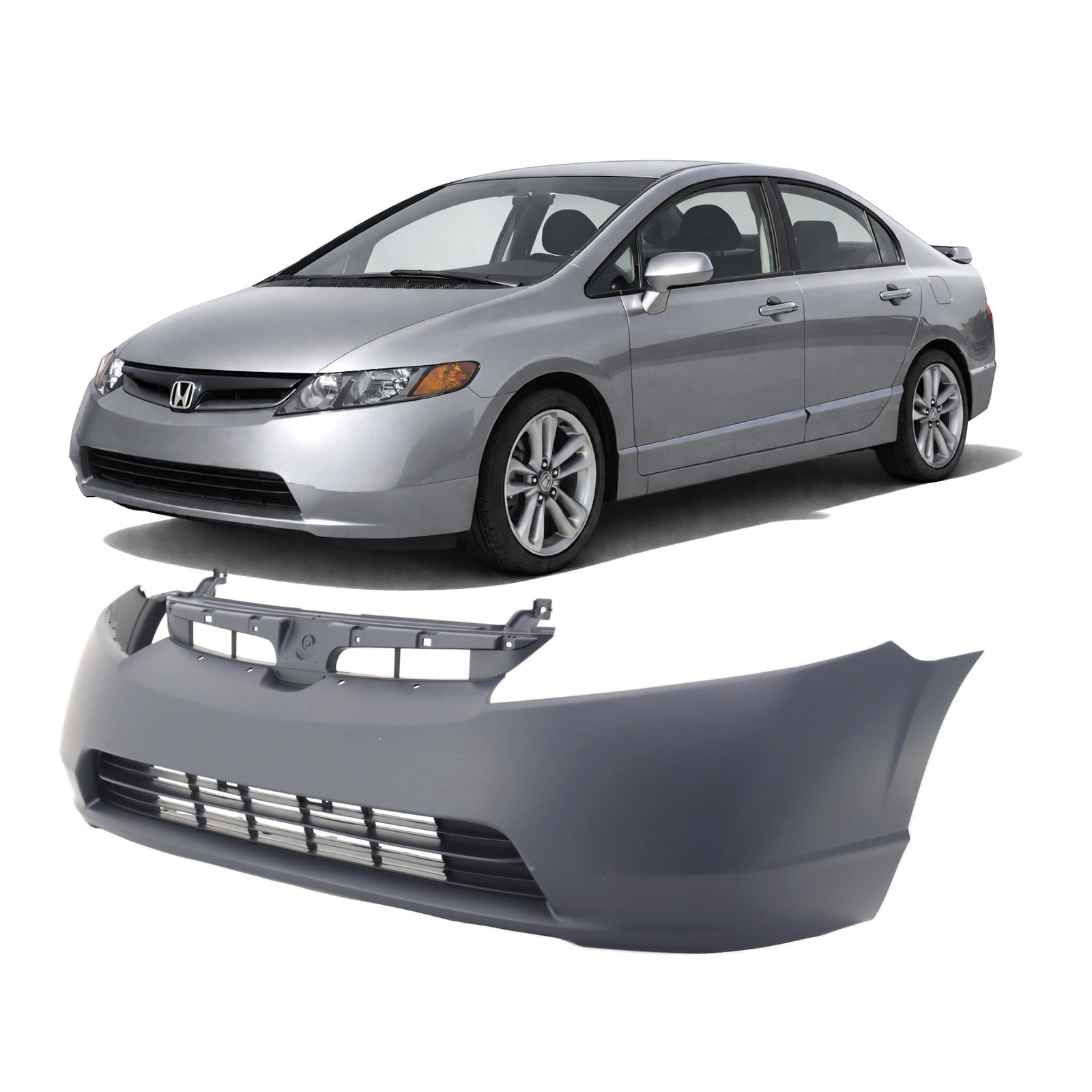 2007-2008 Honda Civic Sedan Si Primed Front Bumper Cover HO1000259 04711SNXA90ZZ