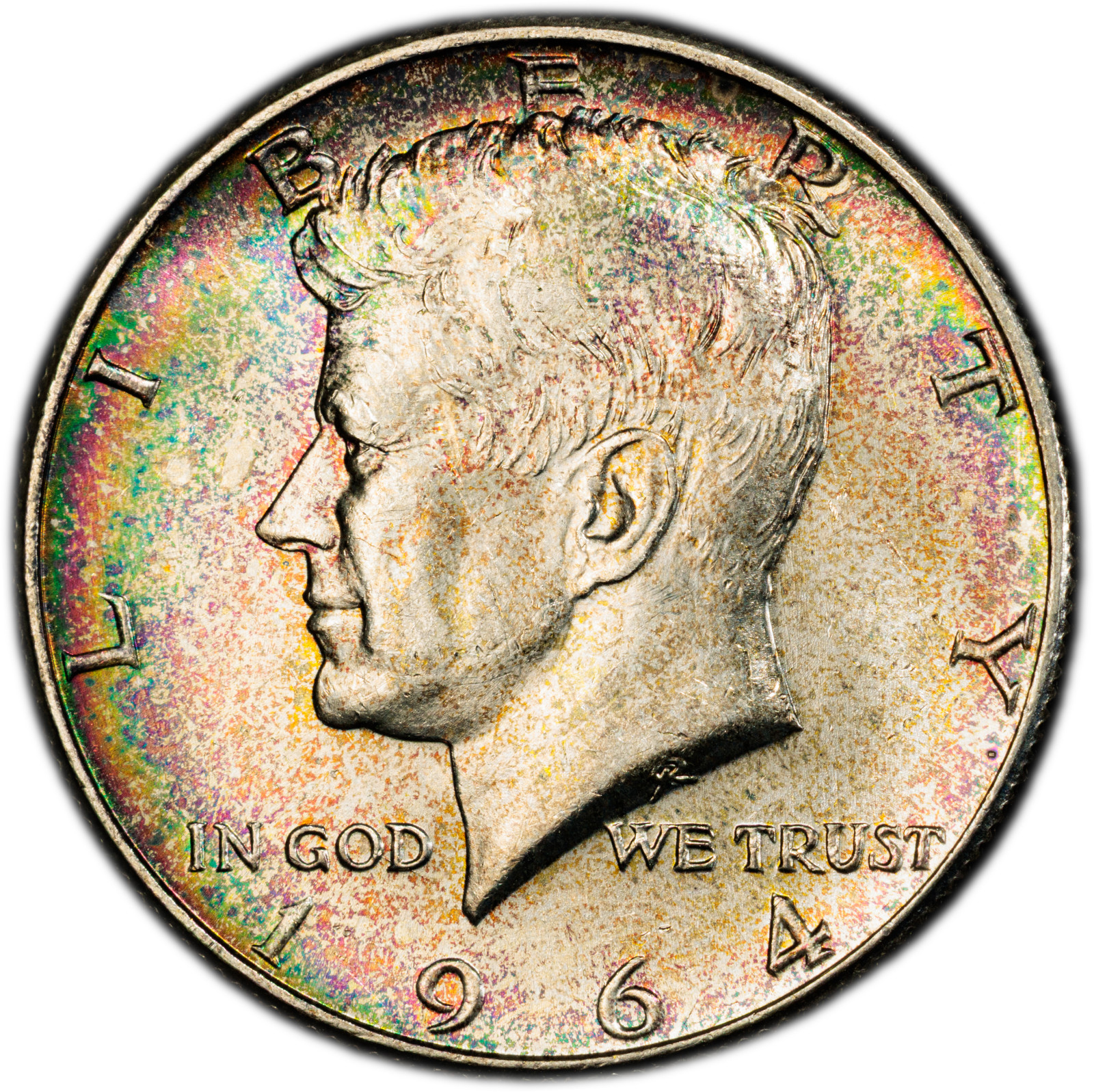 1964-P PCGS MS64 Kennedy Half Dollar | Stunning Vivid Rainbow Toning | Luster